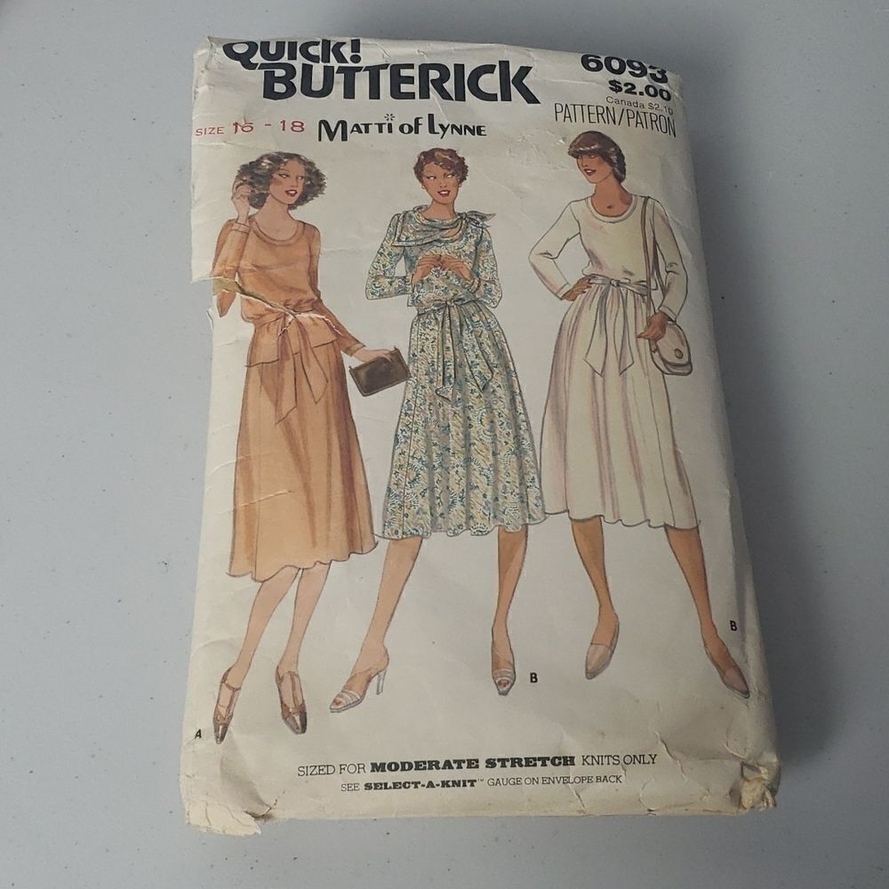 Vintage 1970s-1980s Butterick 6093 Pattern